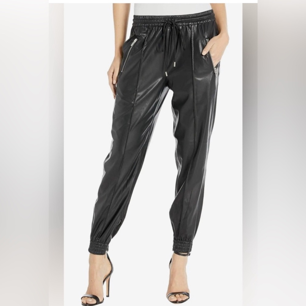 Blank NYC Black Faux Leather Joggers